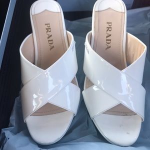 Prada size 5 / 35 white wedges worn 5x